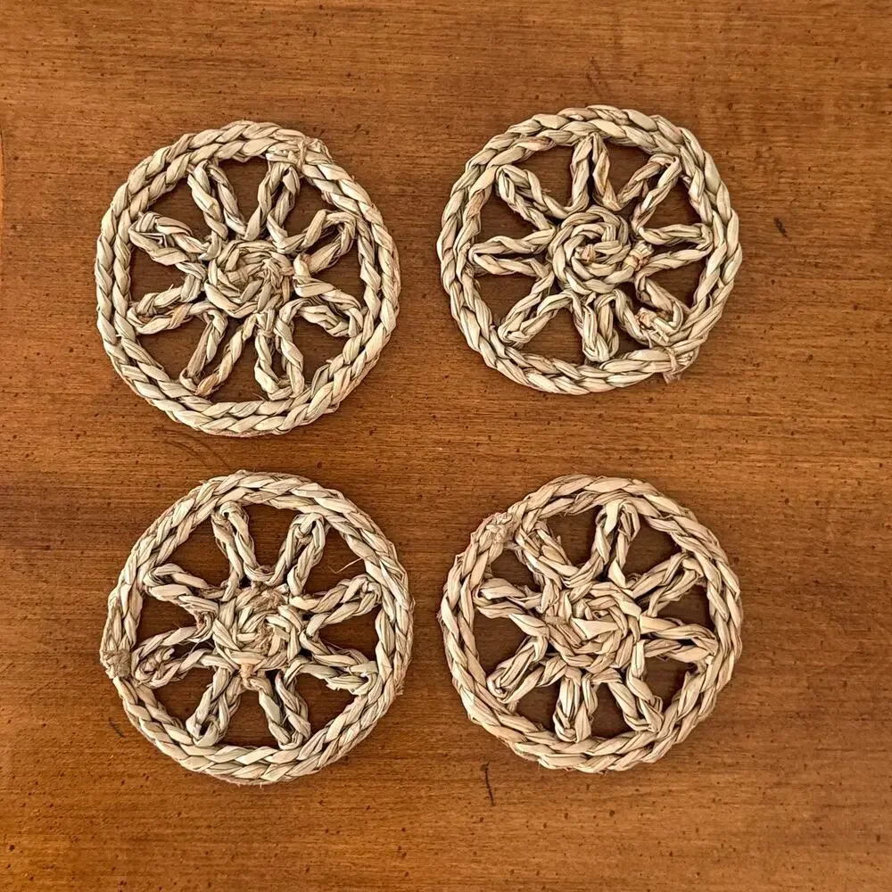 IKEA GALLSOPP Coasters Natural Sedge Handmade (4 Pack)